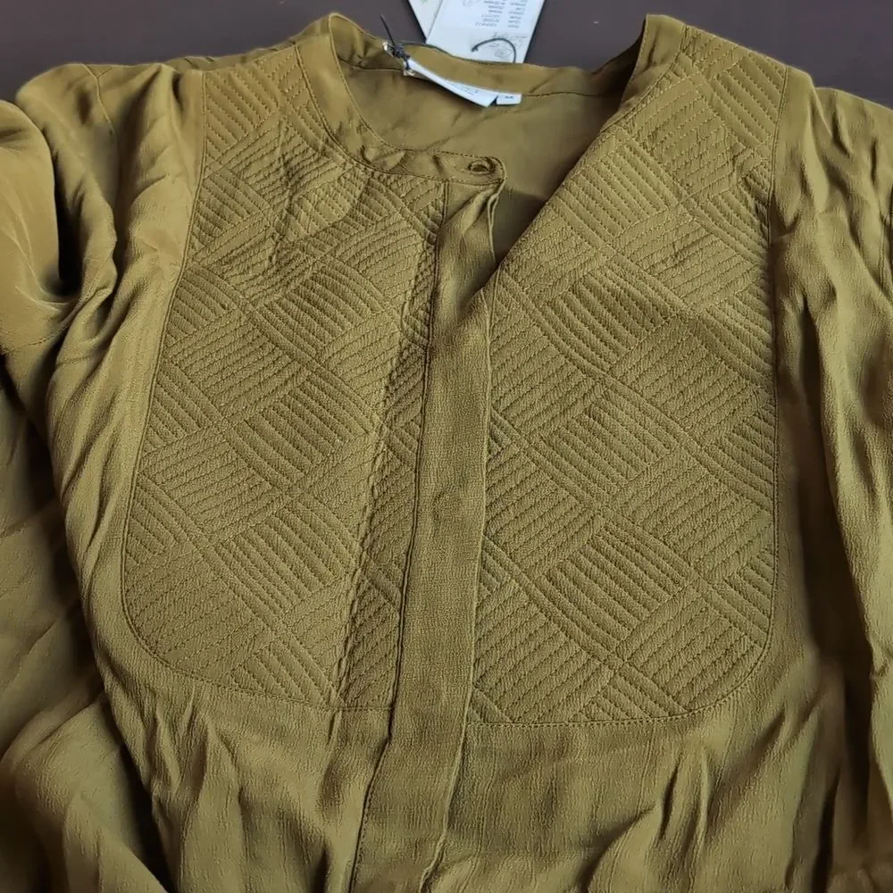 Masai Copenhagen Olive Green 💚 Shirt Dress Button Down M W Slits - Picture 2 of 10